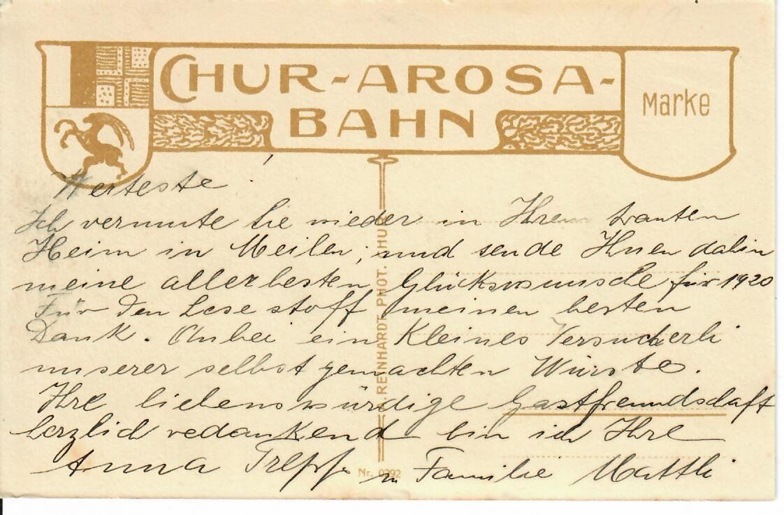 Cartoline postali: Chur - Arosa - Bahn – Usato da Hochdorf venduto da Ziegel-16 1