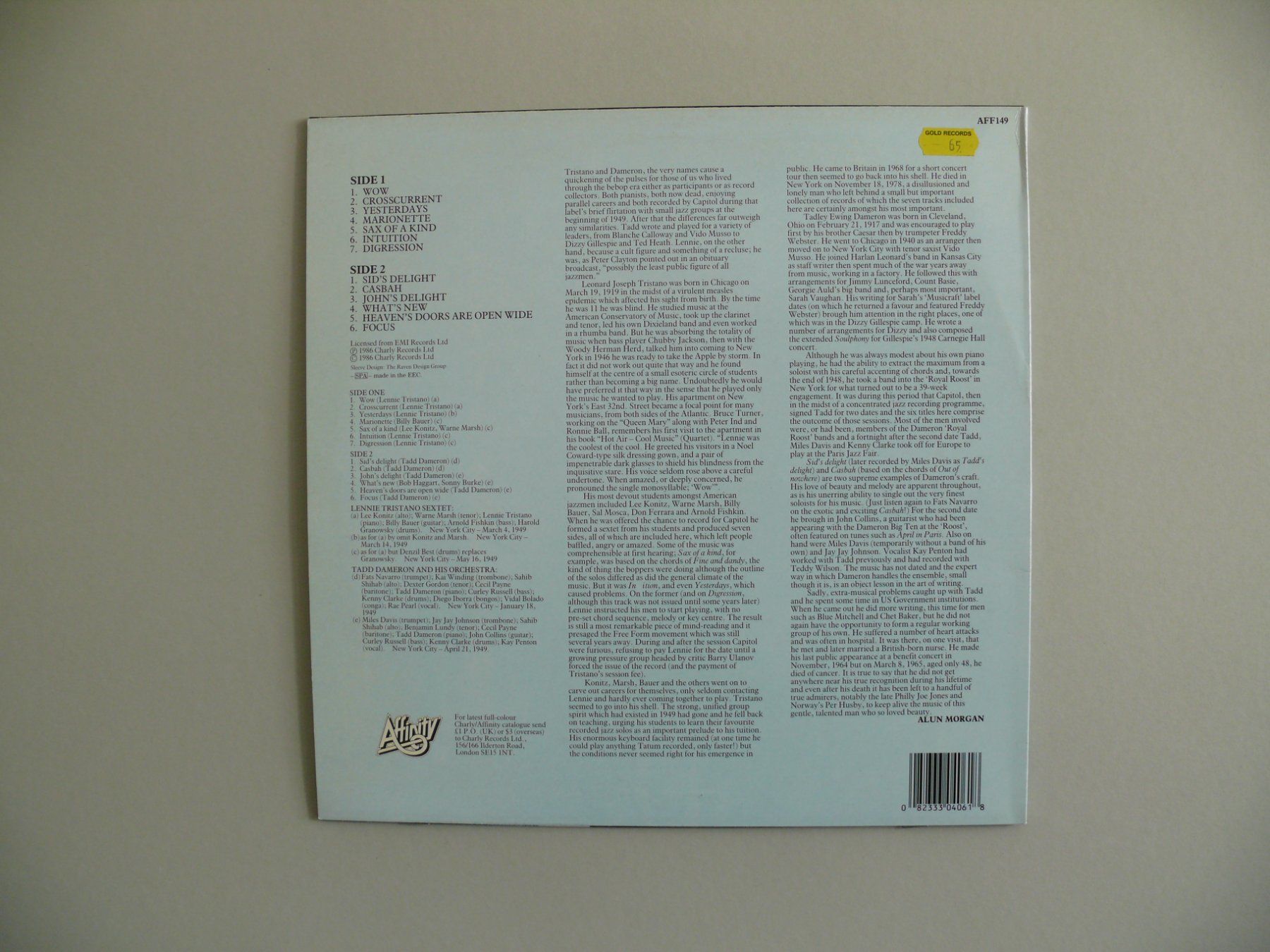 Dischi in vinile: Lennie Tristano / Tadd Dameron – Usato da Scherzingen venduto da packtesan 1