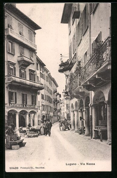 Cartoline postali: AK Lugano, Via Nassa – Usato da Berlin venduto da bartko-reher