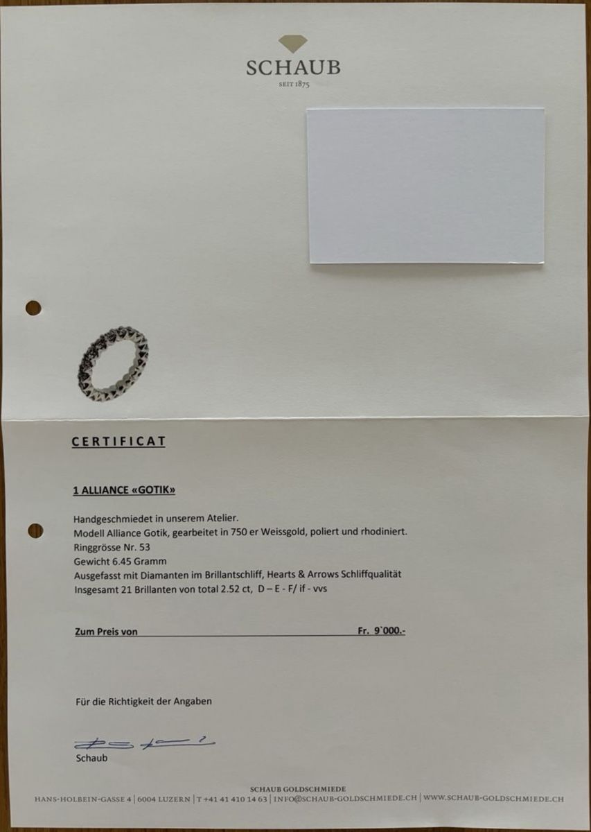 Bagues: Alliance Ring Weissgold 750 mit Diamanten 2.52 ct. – Neuf (Voir description) à Luzern par Magda1914 3