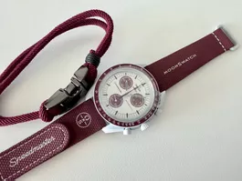 OMEGA x SWATCH Mission to Pluto + Burgundy cord bracelet