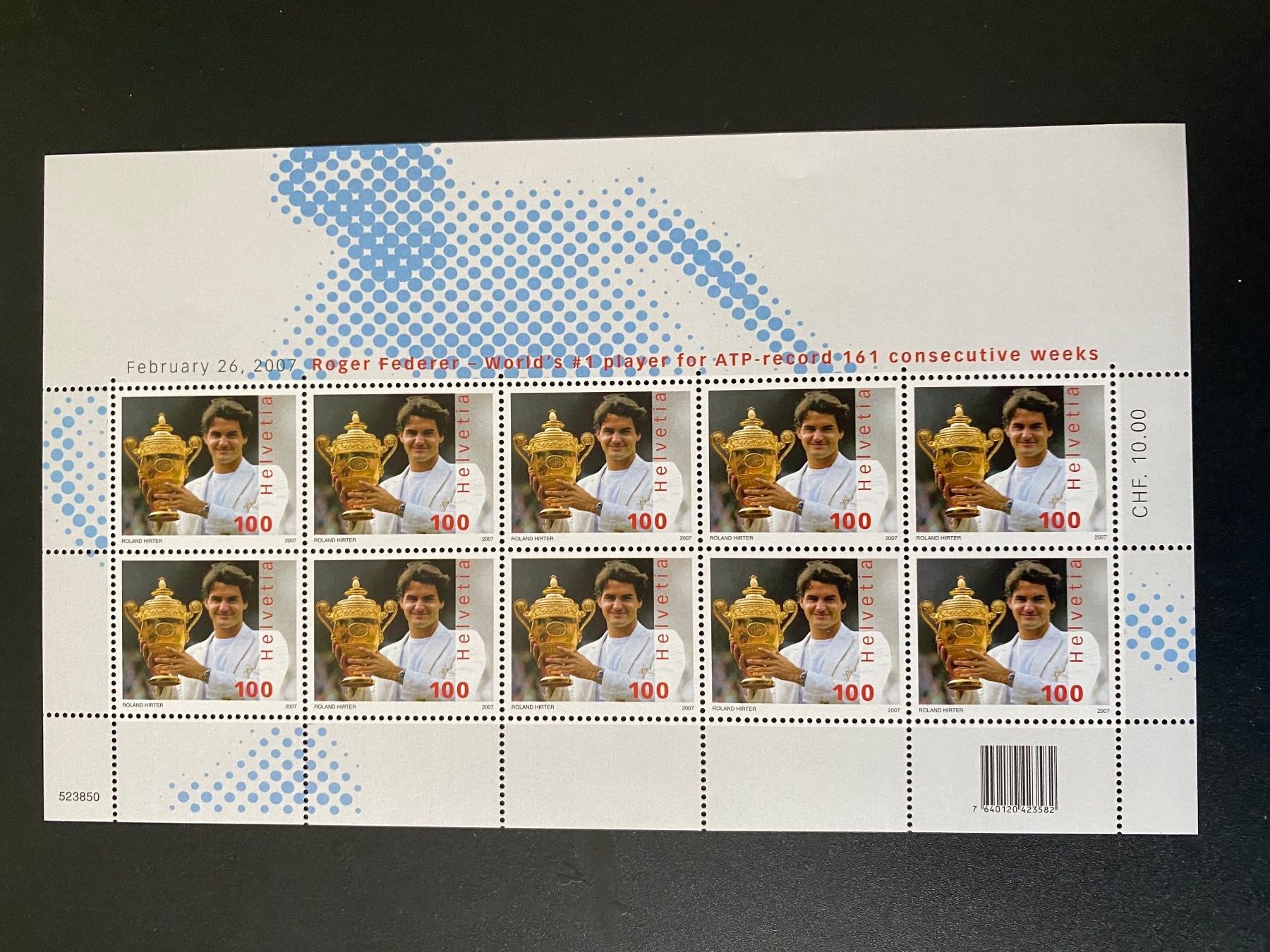 Tutti i francobolli: Kleinbogen ** 2007  Roger Federer ZN 1229  postfrisch – Nuovo (secondo la descrizione) da Niederrohrdorf venduto da leni29
