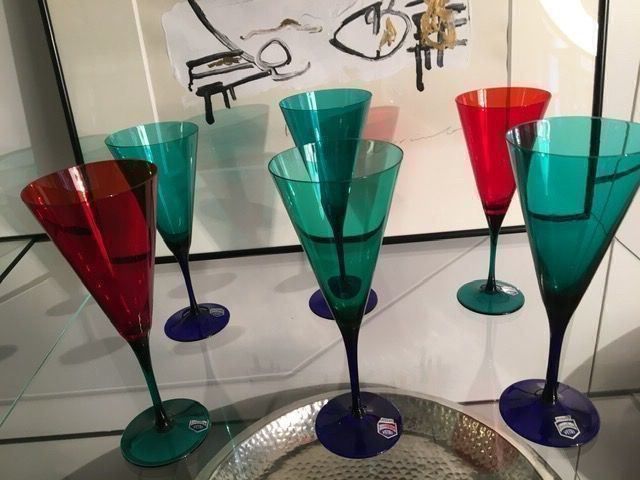 Murano Gläser: 6 originale Murano Champagnergläser, Klebeetikett Cenedese – Neu (gemäss Beschreibung) aus Wald ZH von mo-zart 3