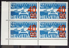 SUISSE 1936: poste aérienne, 40 sur 90 c, rouge clair, **