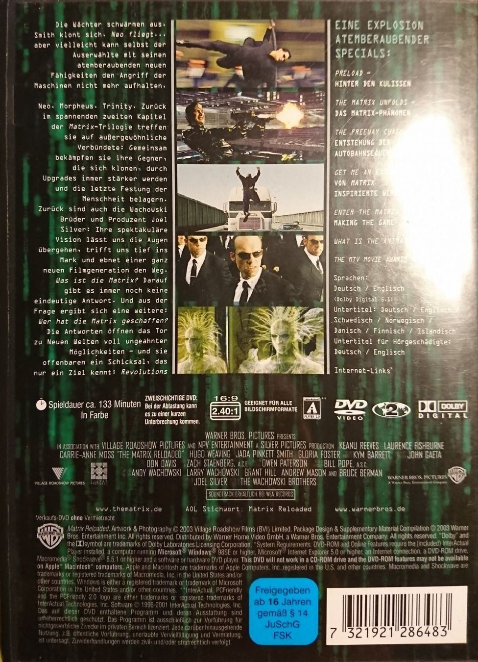 Tous les DVDs: MATRIX RELOADED 2xDVD Edition – D'occasion à Zürich par Raz88 1