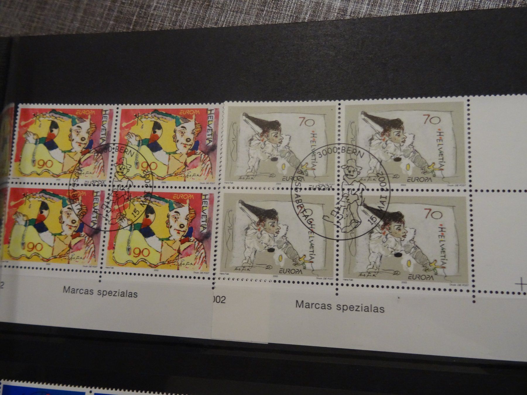 Alle Briefmarken: 2002 Europa Viererblöcke ET-STEMPEL – Gebraucht aus Olten von pechsisa1