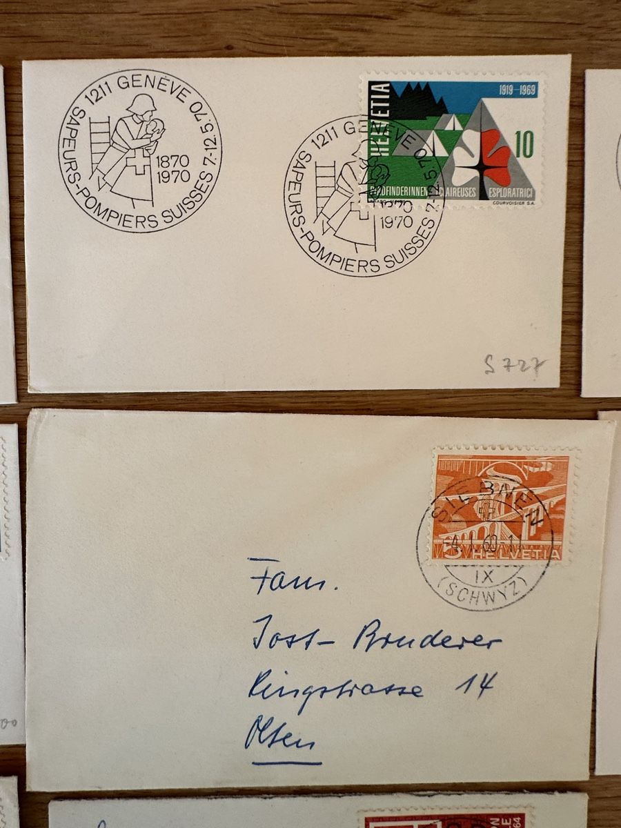 Tutti i francobolli: Schweiz - 10 Kleinformatige Couverts mit Sonderstempel  – Usato da Schmitten / FR venduto da Samsara169 3