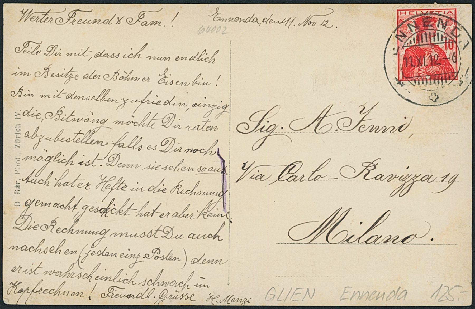 Cartoline postali: GL Ennenda – Usato da Schindellegi venduto da Jonathan77 1
