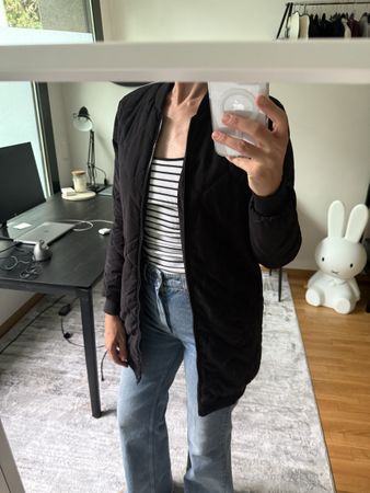 Black quilted autumn jacket, size XS