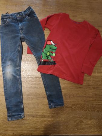Jeans skinny & Shirt von next Gr 122