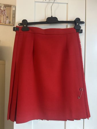 Gonna a pieghe scozzese rossa 100% lana