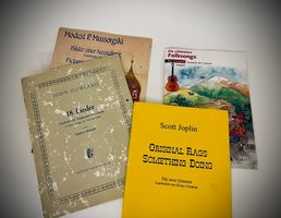 4 Gitarren-Notenhefte – Dowland, Joplin, Folksongs, Mussorgs