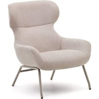 Kave Home Sessel Belina Chenille-Stoff beige Stahl weiss