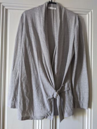 BOSS : Souple veste en lin gris clair argenté S-M