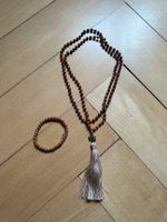 Halskette braun mit Quaste + Armband