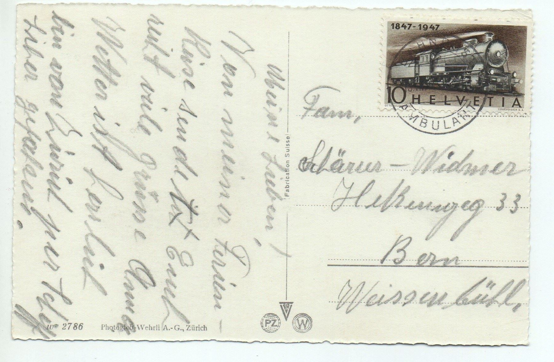 Ansichtskarten: RAPPERSWIL Feldbach 1947 gel. Bahnpost – Gebraucht aus Jona von philajona 1