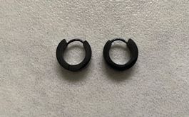 Creolen Ohrringe Edelstahl schwarz 4x13 mm 