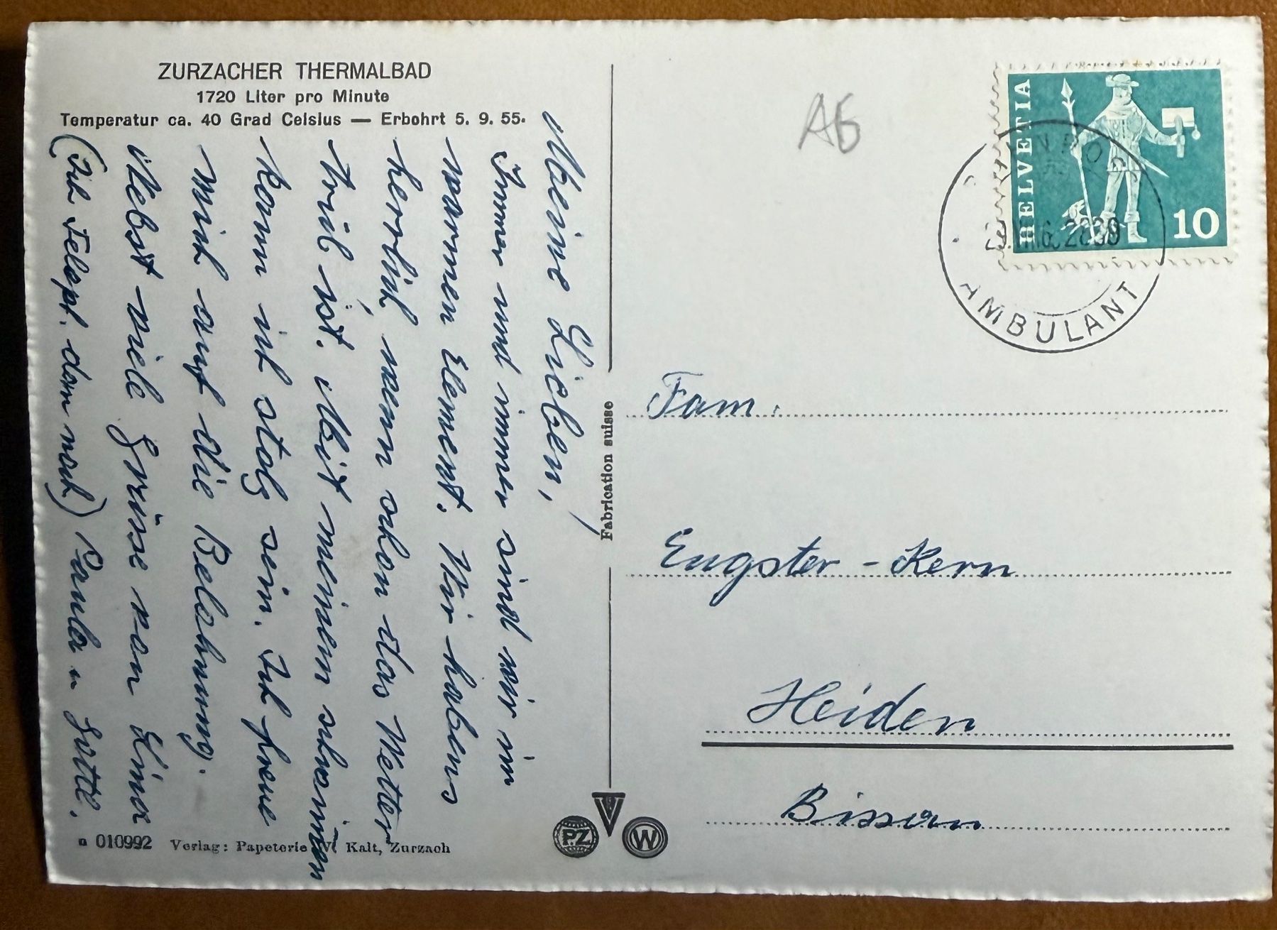 Ansichtskarten: Zurzach - Thermalbad - Animée 1960 – Gebraucht aus Lutry von Ediego 1