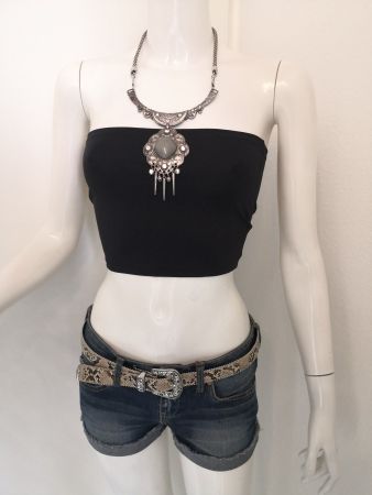 🤩MANGO BANDEAU-TOP SCHWARZ STRETCH