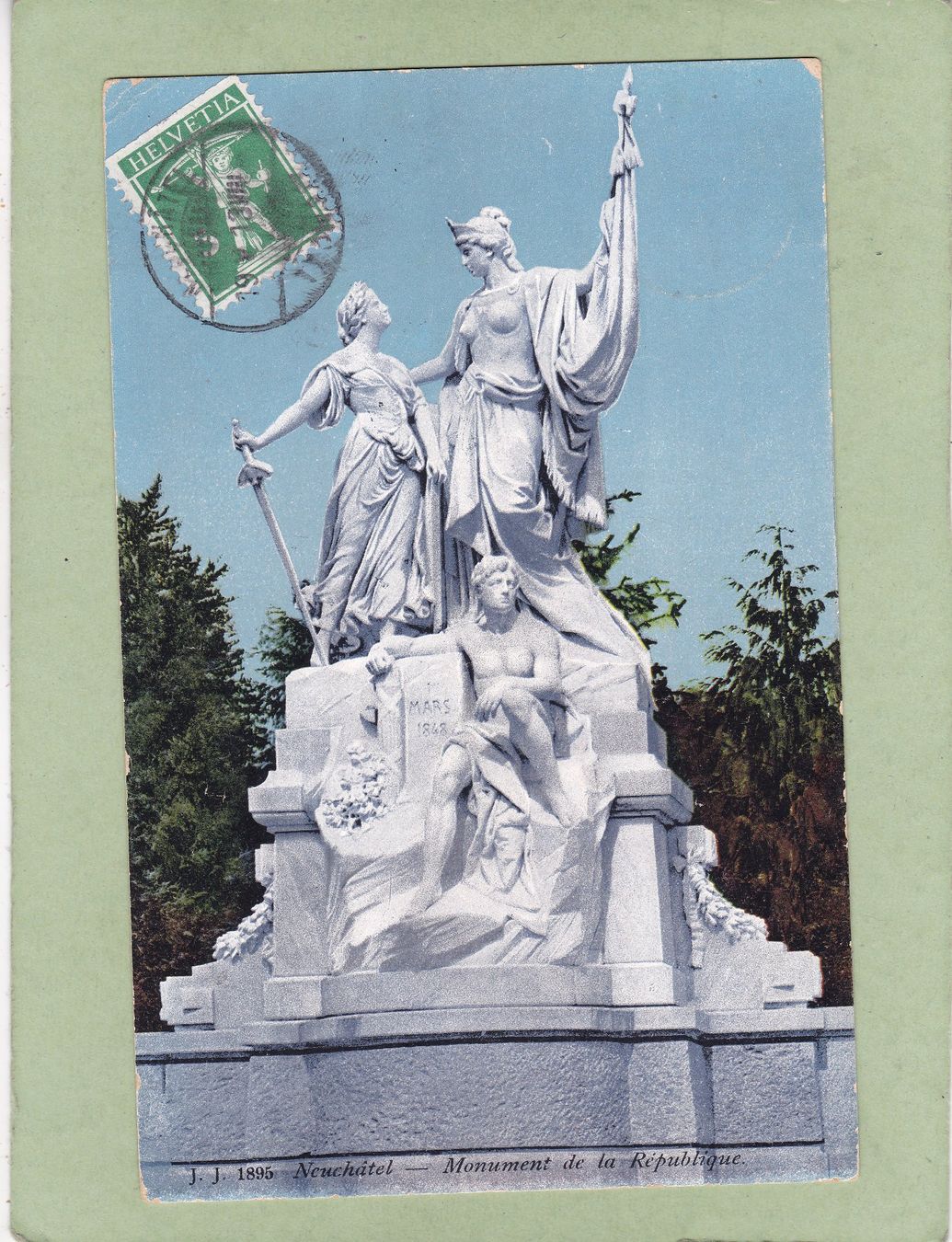 Cartoline postali: Neuchâtel Monument de la République 1913 – Usato da Herisau venduto da Lisegrat2008