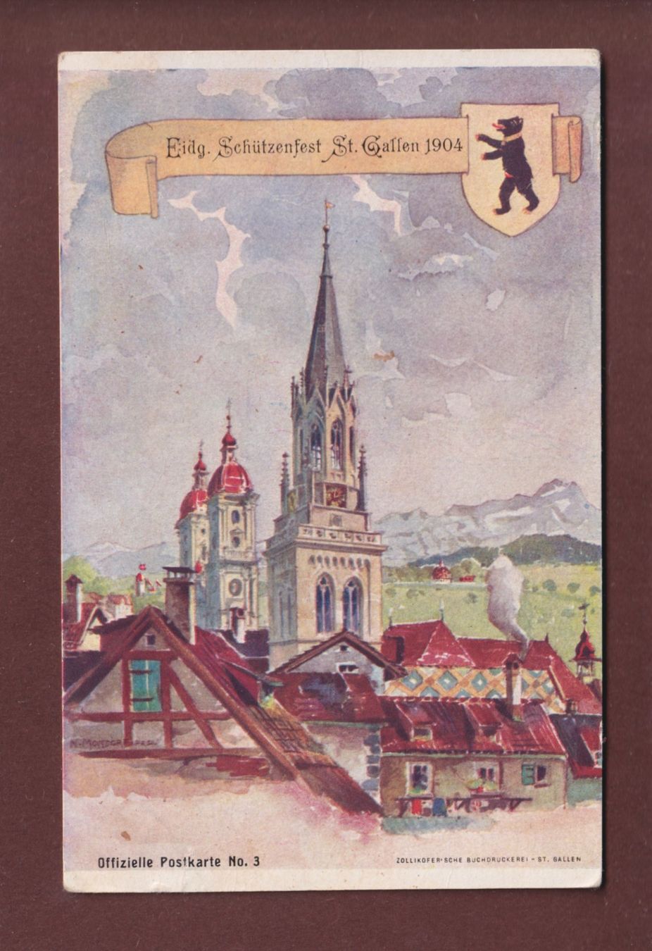 Cartoline postali: ST. GALLEN - Schützenfest 1904 // Riss + Eckbug // – Usato da Pully venduto da nicecards