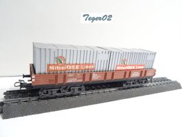 Märklin. H0 4473 DB Niederbordwagen mit Container