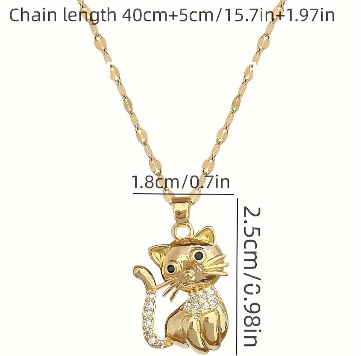Catenine: Gold Katze Halskette mit Strass besetzt – Nuovo e nell'imballaggio originale da Oberwangen TG venduto da Bash-B 2