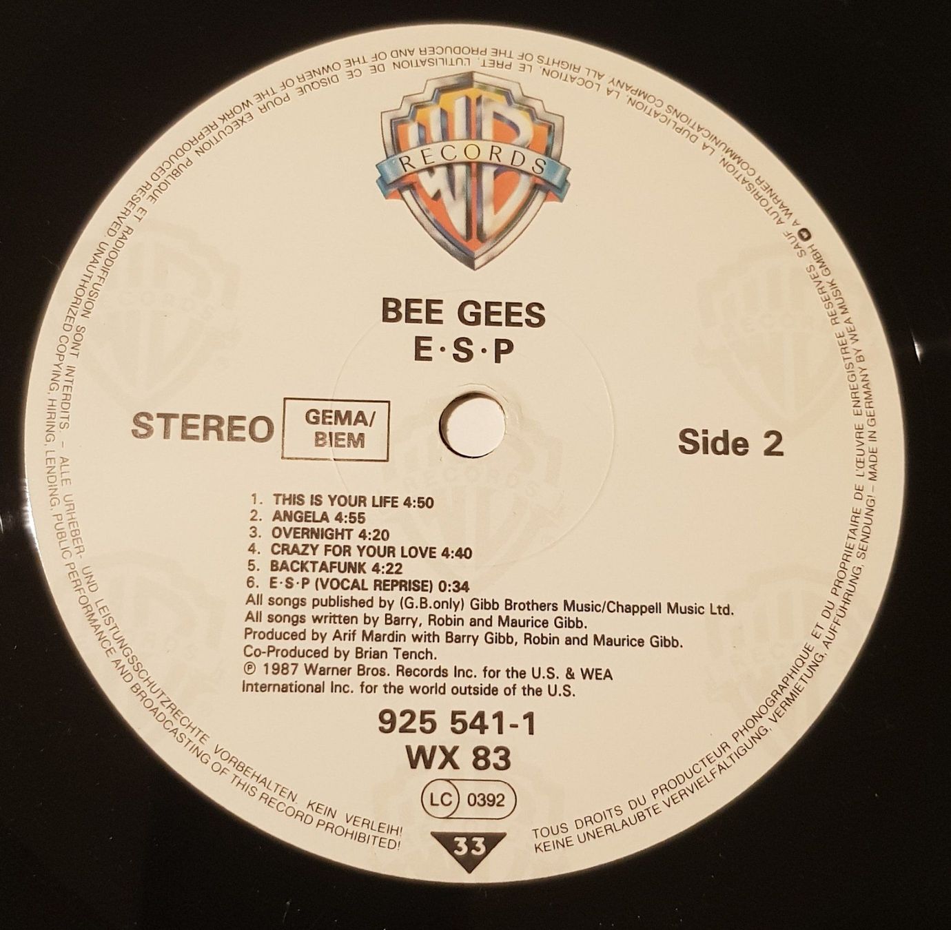 Dischi in vinile: BEE GEES E.S.P 1987 – Usato da Zürich venduto da Avd 8