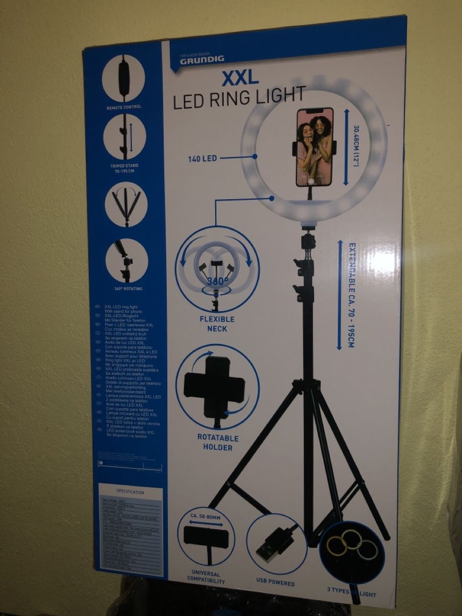 Lampade: XXL LED Ringlicht mit Stativ, 30cm Durchmesser, 70-195cm – Nuovo e nell'imballaggio originale da Schaffhausen venduto da _ALEJNA_