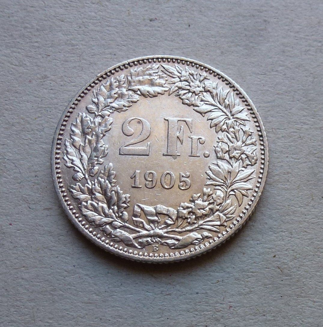 Tutti le monete: ++ 2.- Franken 1905, gute Erhaltung – Usato da Walkringen venduto da Casablanca777