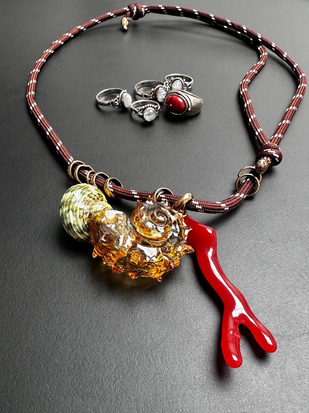 Zara Catenine: Modeschmuck Set / ZARA Halskette / Ringe / Boho-Style – Usato da Haldenstein venduto da enie123