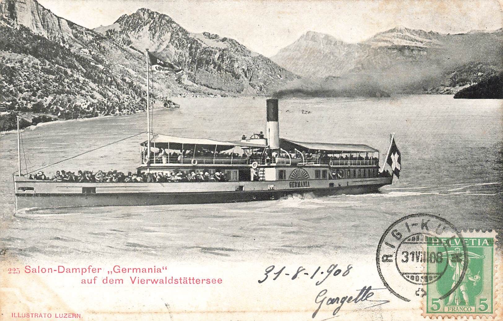 Cartoline postali: Vierwaldstättersee (LU) Dampfschiff Battello schiff boot – Usato da Biasca venduto da Blenio71