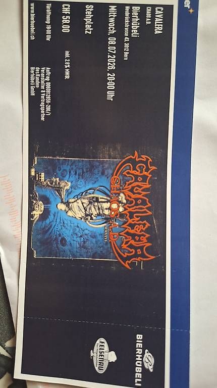 Billets: Concert Cavalera à Bern 08.07 – D'occasion à Echallens par cin_htm8