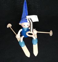Rena Bambola Schwingfigur aus Holz mit Feder /Skifahrer Blau