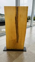 Massiver Holzkerzenstänmit Kerzenhalter auf Stahlsockel natu