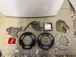 Puch Radnabe, 4x Kettenrad, 3x Ritzel & 4x Kette
