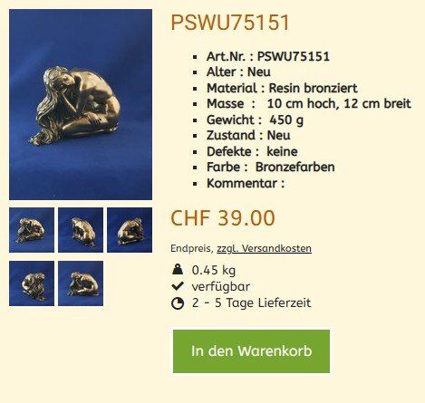 Statuette: Akt Figur PSWU75151  NEU – Nuovo e nell'imballaggio originale da Hagenbuch ZH venduto da cougar1 1