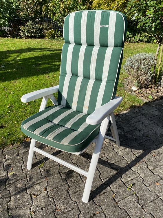 5 Kettler Gartenstühle Hochlehner weiss mit 6 Sitzkissen Kaufen auf