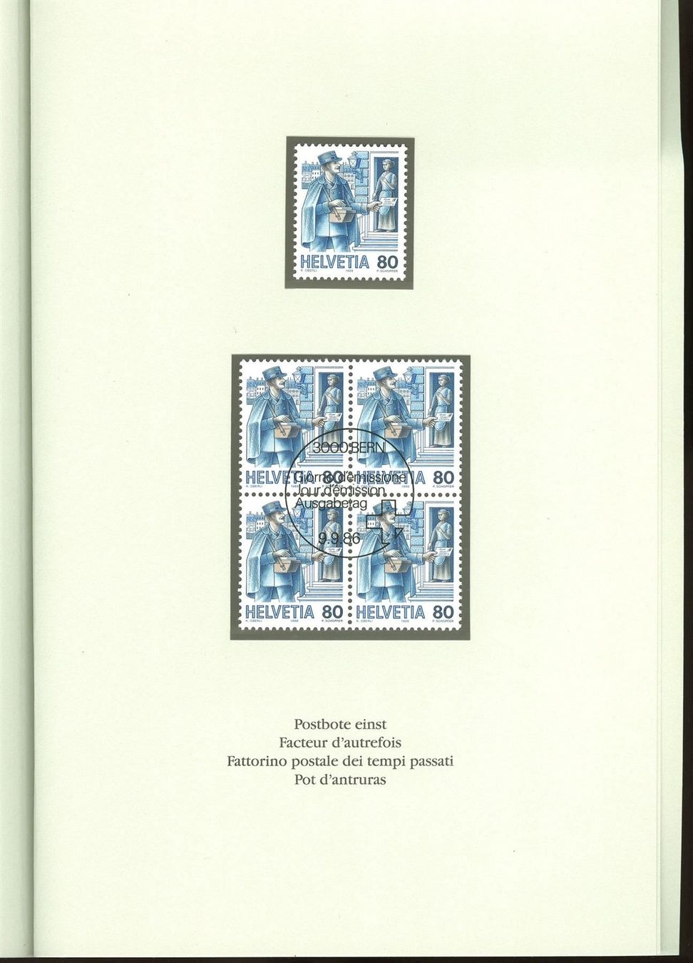 Alle Briefmarken: 1986/87_PTT Heft "Postbeförderung"; EM **/VB ET "3000 Bern" – Neu (gemäss Beschreibung) aus Thun von Nissan 8