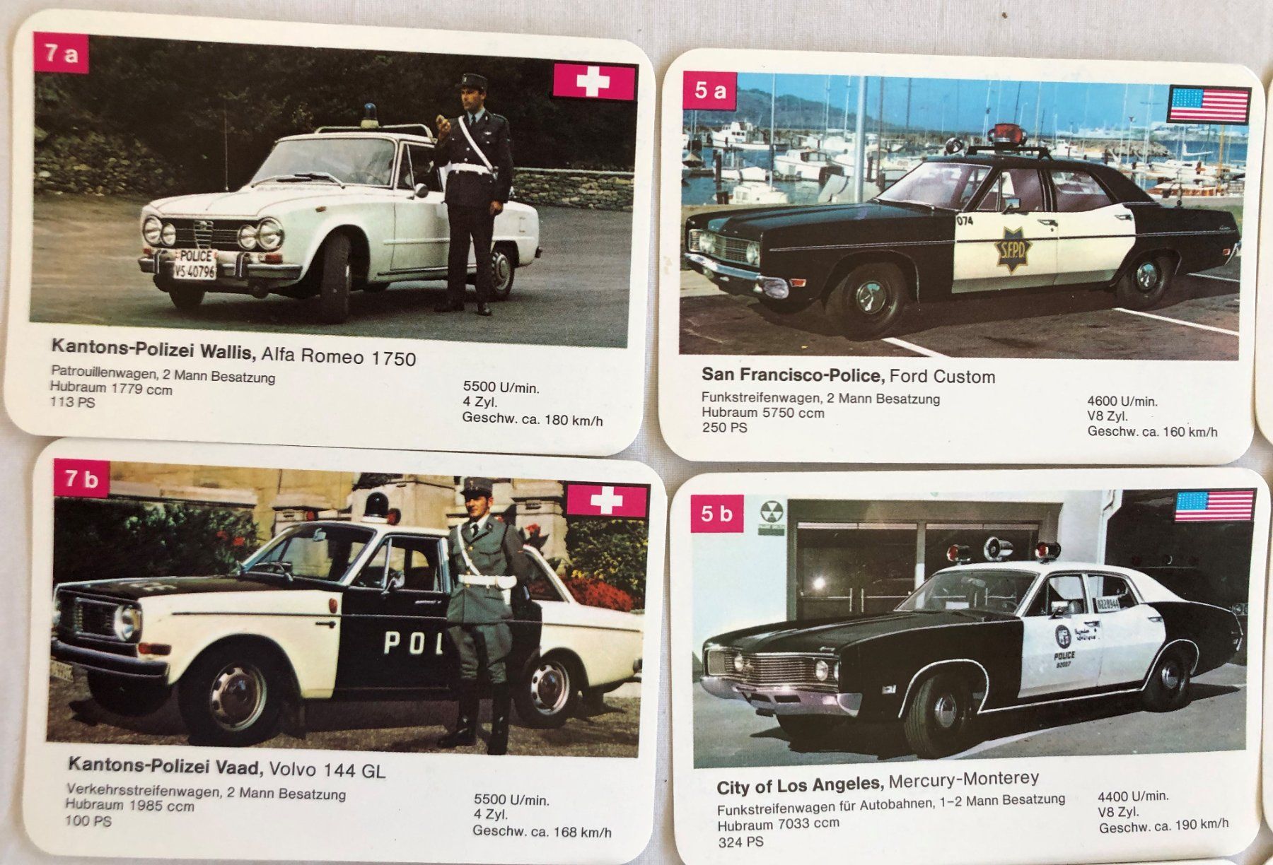 Giochi: Quartett - Polizeifahrzeuge - FX Schmid - 1972 – Usato da Schaffhausen venduto da durruti 2