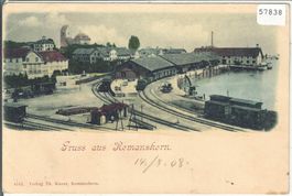 Gruss aus Romanshorn - Bahnhof - coloriert