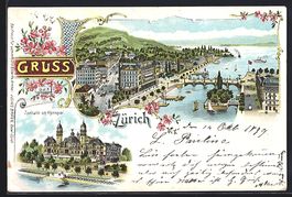 Litho Zürich, Hafenpartie, Tonhalle a. 