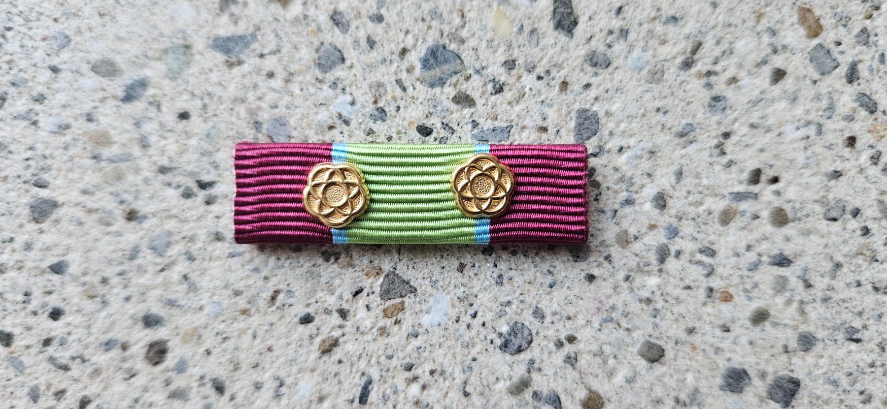 Schweizer Armee Placchette & Badge: *** Einsatz Ribbon Swisscoy 2x Gold *** – Nuovo e nell'imballaggio originale da Riedholz venduto da fr_sIruP