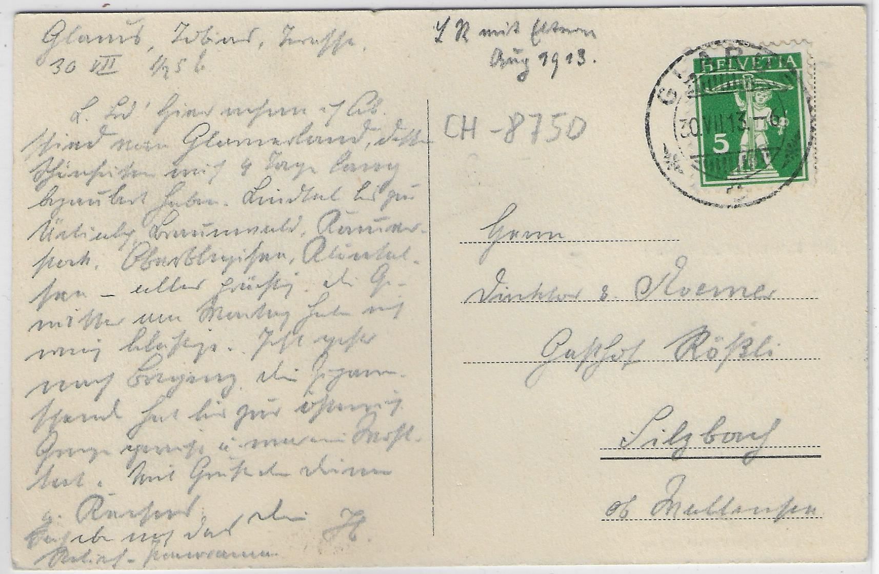 Cartoline postali: Glarus und Glärnisch - Hotel Bahnhof – Usato da Ettingen venduto da Kartenplanet 1