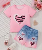 Trendiges Kurzarm-Outfit-Mädchen-süsse Katze- bequem- Gr:110