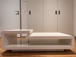 Moderner Couchtisch / Salontisch – Hochglanz Weiss