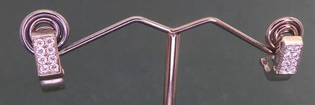 Ohr Ringe 925 Silber mit synthetischen Steinchen rhodiniert