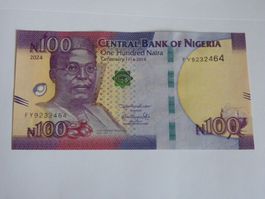 Seltene 100 Naira 2024, Banknote Nigeria - Sammlerstück, Neu