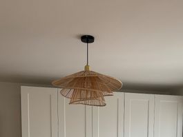Hängeleuchte Rattan natur & schwarz