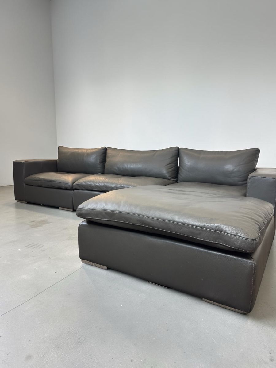 Sofas: FLY Modulares Ecksofa, Schwarz Nubukleder – Gebraucht aus Bachenbülach von Sofalab.swiss 3